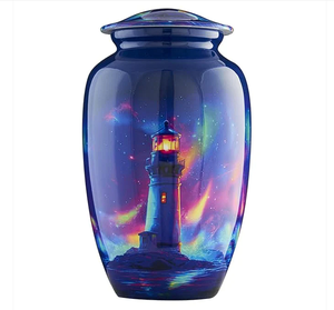 Urna Funeraria de Metal (Latón/Aluminio) con Diseño de Faro, para Cenizas Humanas de Adultos - Product Image 2