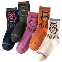 Chaussettes IIG pour femmes, chaudes, en laine respirante, au-dessus du genou, super confortables, épaisses, pour l'hiver, 5 paires, motif hibou, taille unique