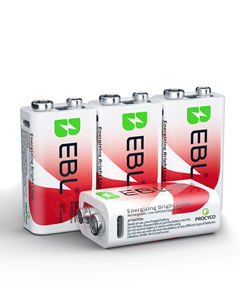 EBL şarj edilebilir 9 V piller 4 paket 600mAh 9 Volt lityum pil ile USB-C şarj kablosu duman dedektörü hızlı şarj için - Product Image 1