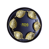 Assiette à Seder à passoire en métal Judaica, couleur personnalisée, rond, noir, feuille d'or, plateaux, bols, bijoux, chevesach, Matzah, pas cher