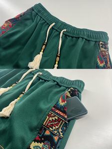 ชุดกีฬาสองชิ้นสำหรับผู้ชายฤดูร้อนเสื้อยืดแขนสั้นปักลายกางเกงขาสั้นทรงหลวมชุดถักสั้นวินเทจ - Product Image 3