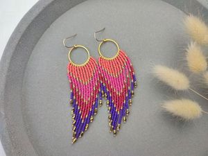 Boucles d'oreilles en verre multicolore de style boho pour femmes faites à la main 8mm 4mm 2mm glands perles de verre au chalumeau en cristal à la mode - Product Image 2