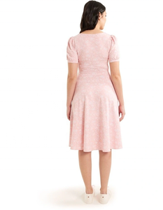 Elegante Vestido Mini Casual para Mujer, Cuello Cuadrado, Mangas Cortas Abullonadas, Tela Jersey Transpirable, Silueta en A, Estampado Floral Primaveral - Product Image 6