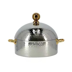 Réchauffeur d'aliments en métal en acier inoxydable Conception martelée Casserole de stockage des aliments Batterie de cuisine isolée Conception arabe avec couleur personnalisée - Product Image 6