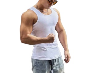 Chaleco Deportivo para Hombre, Cuello en V, 230 GSM, Algodón y Fibra de Bambú, Sin Mangas, Color Liso, para Fisicoculturismo y Fitness - Product Image 1