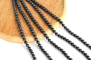 Perles rondes en shungite noire de qualité AAA de 8 mm, brins, fournisseur indien, fabrication de bijoux, pièces décoratives - Product Image 6