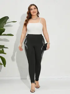 Active Wear Legging de sport pour femmes de grande taille 3D lisse maigre taille haute Yoga décontracté extensible respirant taille moyenne pour dames - Product Image 5