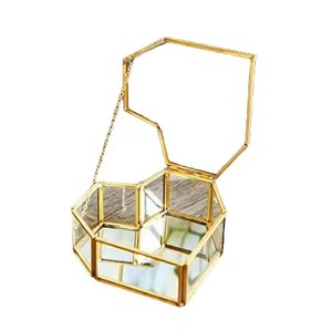 Boîte de rangement pour bijoux en verre avec cadre en métal pour la décoration de la maison, boîte à bagues en verre, décoration moderne pour la maison, finition noire - Product Image 5