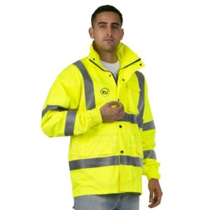 Veste de travail doublée de polaire chaude, haute visibilité, résistante à l'eau, coupe-vent, sweat-shirt de sécurité, vêtements en matériau réfléchissant, logo ANSI classe 1 - Product Image 5