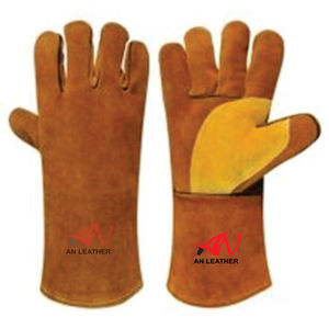 Guantes de soldadura de cuero partido, protección de trabajo, largo - Product Image 3