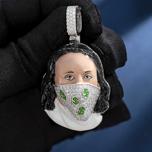 Pendentif personnalisé pour homme en alliage plaqué or, style robuste, entièrement serti de diamants taille brillant ronds, idéal pour les fêtes hip-hop, cadeau, bijou - Product Image 2