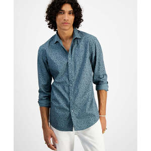 Camicia da Uomo INC International Concepts in Popeline con Stampa Floreale, 100% Cotone, Vestibilità Regolare, Taglie dalla XS alla 6XL, Traspirante - Product Image 1