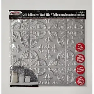 Paquet de 12 carreaux de porcelaine auto-adhésifs de 12x12 pouces fonction de pelage brillant pour les accents muraux de sol intérieur finition brique réfractaire - Product Image 1