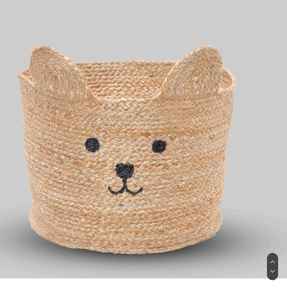 <b>Large</b> Handmade Seagrass Decorative Storage Basket with <b>Ring</b> Handles Woven Organizer for Kids' Storage - Product Image 1