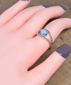 Larimar Edelstein Versprechen Ring Boho Style hand gefertigten Ring Massiv Sterling Silber Schmuck Sterling Silber Stempel Ring Schmuck - Product Image 2
