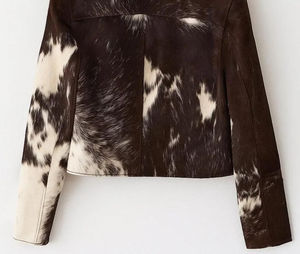 Nouveautés Veste en cuir avec logo et design personnalisés en poils de vache pour hommes Mode Vente chaude Veste en cuir avec poils de vache pour hommes - Product Image 4