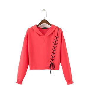 Nueva moda de mujer Casual Short Pullover Sudadera con capucha Sexy manga larga Crop Tops transpirable recortada Sudadera con capucha para mujer - Product Image 4