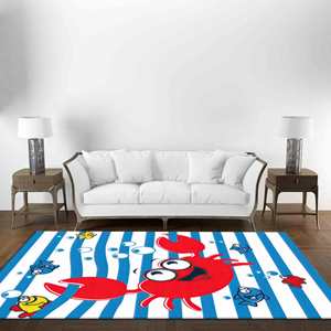 <b>Crab</b> and Fish Rug: Nautical Nursery <b>Decor</b>, Kids Room Rug,Nonwoven Thin Rug - Product Image 3