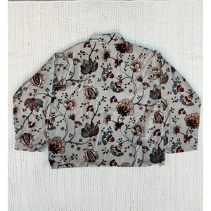 Abrigo Acolchado Entallado con Estampado Paisley Gris Claro y Estampado Floral, Blazer de Terciopelo para Uso Diario, Estilo Bohemio, Talla Grande para Mujer - Product Image 2