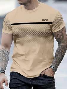 Ropa a granel de moda para hombre, camiseta informal personalizada, serigrafía, estampado de animales, rayas, patrón de bloqueo de Color, gran tamaño, 100% algodón - Product Image 5