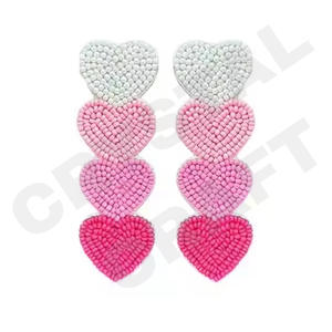 Pendientes de cuentas Game Day para mujer, color patriótico naranja blanco azul para boda o día conmemorativo - Product Image 4