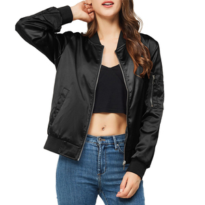 MOQ bajo Chaqueta de satén a prueba de viento para mujer Nuevo diseño Mujeres Precio al por mayor Satén Varsity Letterman Chaquetas - Product Image 6