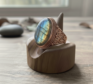 Bague de pierres précieuses Labradorite en or rose plaqué rhodium en argent sterling personnalisé-Bracelet de fête de mariage à la mode Bijoux de cadeau en pierre naturelle - Product Image 4