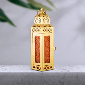 Linterna de vela de metal dorado de diseño de lujo para Decoración de mesa o iluminación temática de eventos de proveedor indio - Product Image 5