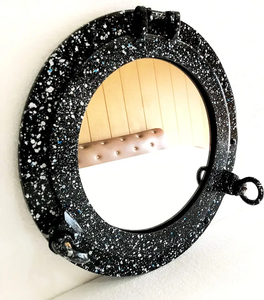 Moderno rústico negro gris aluminio ojo de buey estilo espejo tradicional náutico hogar pared de la habitación decoración hogar regalo - Product Image 3