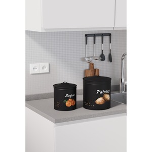 Panier à pommes de terre et à oignons en métal à 2 niveaux avec couvercle en métal - Panier à légumes - Panier de rangement pour pommes de terre et oignons Noir/Noir - Product Image 6