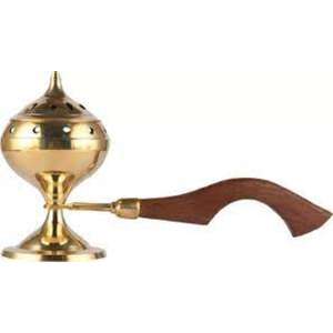Brass <b>Incense</b> Burner With Wood Handle Temple & Church Religious Activity Doing Censer Premium <b>Incense</b> Burner Hot Sale Price - Product Image 6