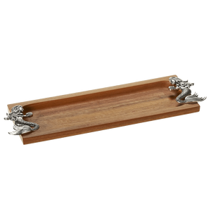 Juego de 2 Bandejas para servir con estilo para restaurante, Hotel, vajilla, decoración para servir, Color marrón, diseño moderno, bandejas para servir de madera y metal - Product Image 4