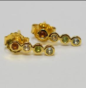 ต่างหูเงินแท้ S925 ชุบทอง 14K ดีไซน์เรียบหรู ประดับด้วยพลอยซิทรินสีเข้มธรรมชาติ ไวท์โทแพซ เพอริดอท และอะความารีน สามารถปรับแต่งได้สำหรับขายปลีก รับผลิตแบบ OEM และ ODM - Product Image 1