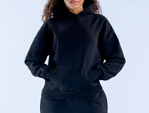 Sweat-shirt à capuche en molleton de coton de qualité supérieure, à épaules tombantes, poids lourd, pour femmes, vente en gros personnalisée, forte demande - Product Image 2