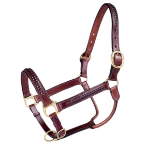 Haute qualité cuir marron cheval licou Durable conception hybride fait à la main inde-vente en gros équestre approvisionnement Style occidental laiton - Product Image 1
