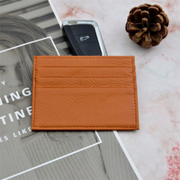Dompet kartu kulit asli kustom Pria Wanita Dompet kartu kredit Id ramping