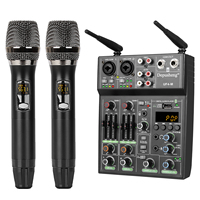 Biner UF4-M Antarmuka Audio USB Profesional 4 Kanal Mixer Audio Konsol Rumah dengan Mikrofon Nirkabel untuk Karaoke dan PC