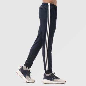 Pantalones Deportivos Personalizados con Logotipo para Hombre, Azules, 100% Algodón, Estilo Deportivo, Corte Ajustado, Decoración con Franja Lateral, Pliegues, Cintura Media, Talla XL - Product Image 5