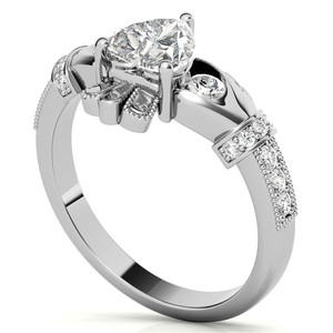 Bague de fiançailles SHREYA DIAM en moissanite taille cœur, argent 925 plaqué rhodium, sertissage à griffes, accents pavés, tendance et romantique pour femme - Product Image 3