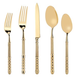 Couverts durables en acier inoxydable, ensemble de couverts de luxe polis et dorés allant au lave-vaisselle pour cadeau d'anniversaire - Product Image 1