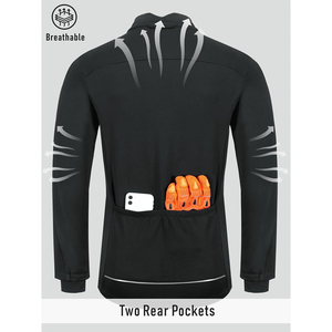 Veste coupe-vent imperméable pour hommes couleur noire deux poches arrière légère réfléchissant veste extérieure à coque souple - Product Image 3