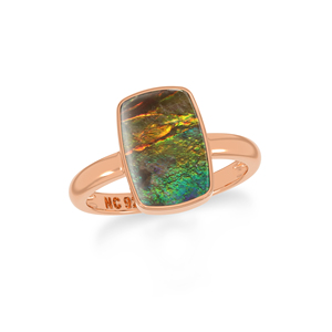 Lot de 6 bagues unisexes tendance en or rose 18 carats plaqué, sertissage clos, pierres précieuses ammolite de formes variées, finition haut de gamme, pour mariage et soirée - Product Image 5