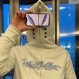 Sudadera con capucha para hombre, de algodón y poliéster, de cara completa, con cremallera, ropa informal, de alta calidad, personalizada, Color claro - Product Image 2