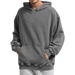 Prix de gros 2025, sweat à capuche personnalisé pour homme, streetwear d'hiver, déchiré, lavage à l'acide, double couche, molleton lourd, coupe-vent - Product Image 2