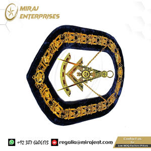 COLLAR DE CADENA CHAPADO EN ORO Masonic Past Master Collar de cadena de oro Respaldo azul + Collar de cadena colgante Estilo de diseño personalizado - Product Image 4