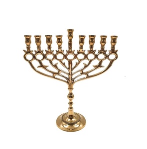 Antique Gold Brass Menorah Candelabra Elegant Aluminum <b>Candlestick</b> <b>Holder</b> with Latest Designer Touch for Timeless Decor Style - Product Image 4