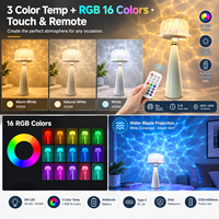 Lampe projecteur d'ondulations d'eau en forme de chapeau, lumière d'ambiance RGB 16 couleurs, rechargeable, base conique, lampe de table pour la décoration intérieure