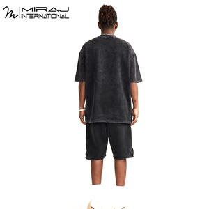 Competitive Price <b>Men's</b> Casual Acid Wash <b>Short</b> Sets Good Supplier with Logo Breathable Outer Wear for Summer - Product Image 5