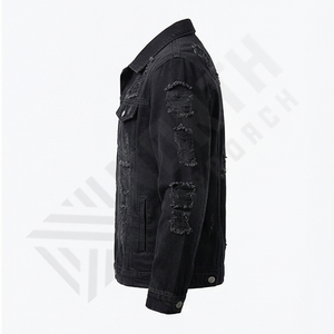 Veste en jean pour homme de haute qualité, personnalisée, à col montant, réversible, mode d'hiver, streetwear, design élégant, jean tendance, durable - Product Image 3
