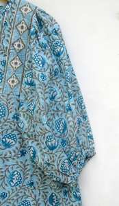 2023 colección al por mayor Floral Tie Dye Kaftan vestido con cuello en V media manga tela de rayón ajuste suelto abertura lateral para primavera - Product Image 4